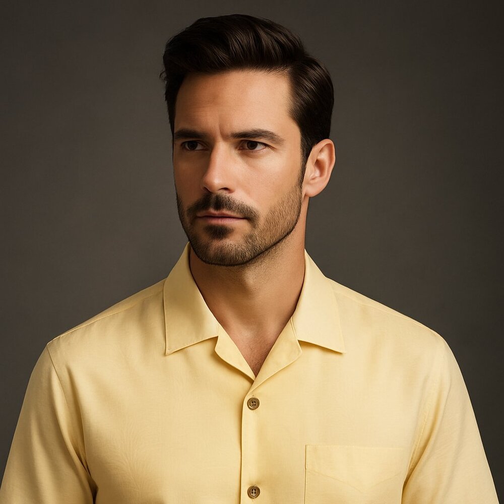 Tommy Bahama 100% Silk Short Sleeve Shirt – Soft Yellow – Size XL